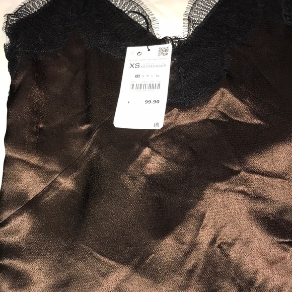 Zara Brown Satin Dress - Picture 3 of 7